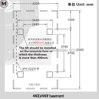 4000kg 持ち上げ容量 4 ポスト カー ハイスト 4720mm 長さ 2.2KW モーター パワー