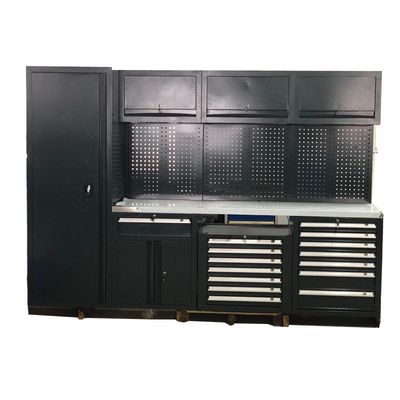 可動式大型新品ブラックガレージワークベンチ/ワークショップ用スチールコンビネーションツールキャビネット