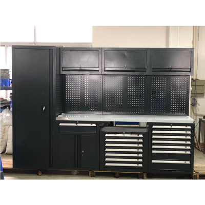 可動式大型新品ブラックガレージワークベンチ/ワークショップ用スチールコンビネーションツールキャビネット