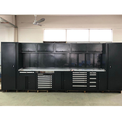 可動式大型新品ブラックガレージワークベンチ/ワークショップ用スチールコンビネーションツールキャビネット