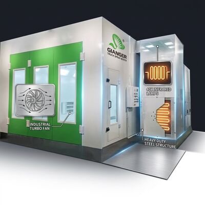 LPG ターボファントラックペイントスプレーブース 40 個赤外線ランプ頑丈な鋼構造大型車両塗装室